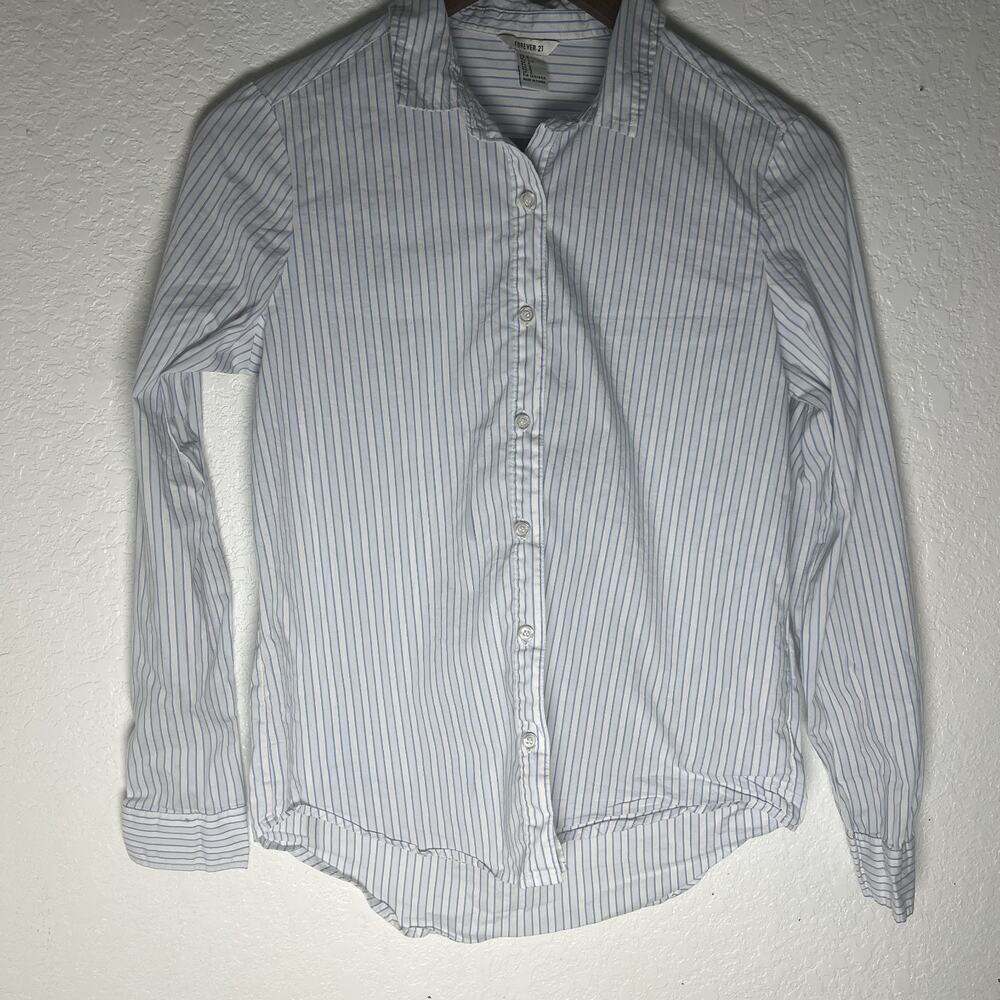 Forever 21 Men's SM Blue Button Down Long Sleeve Shirt Business Casual Wedding